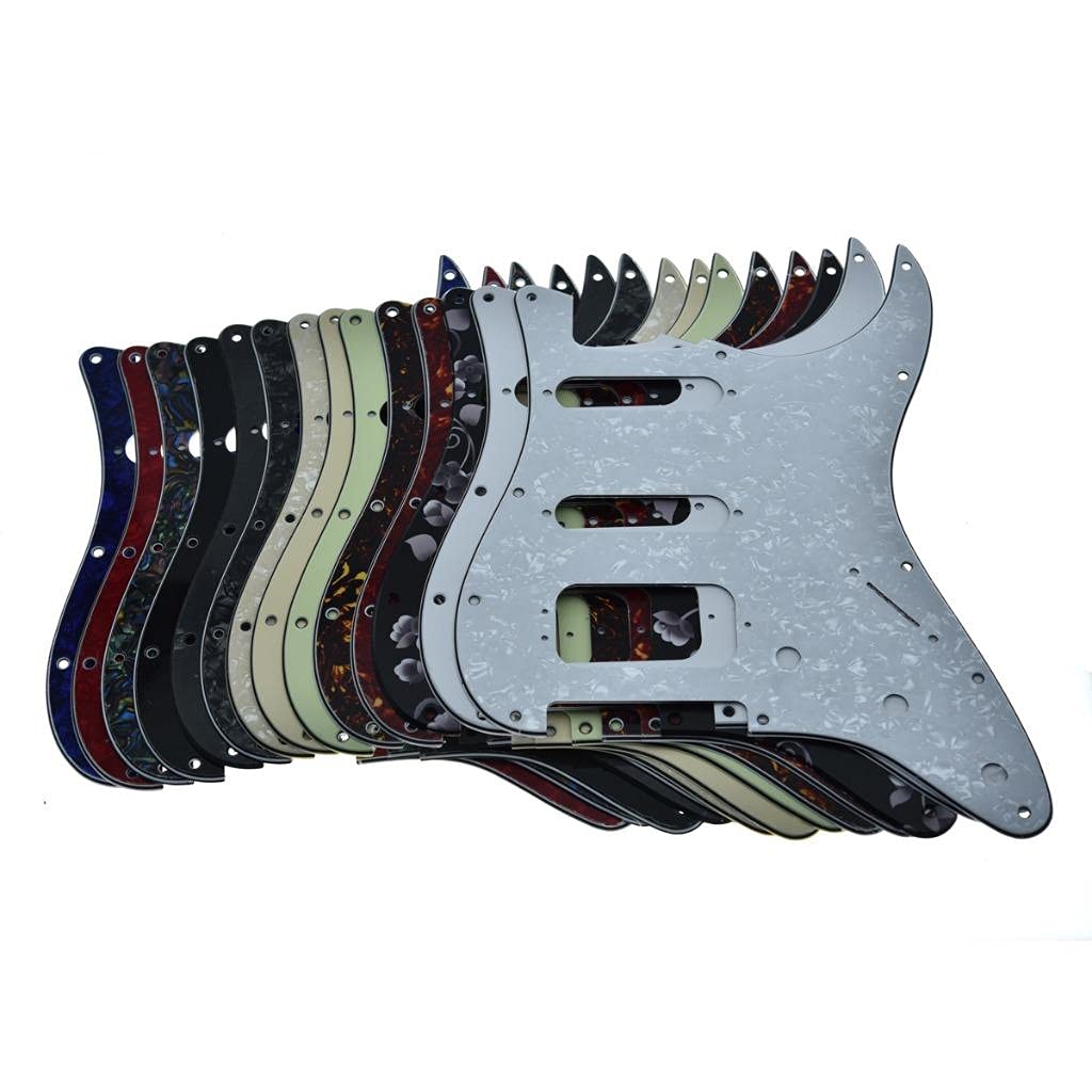 Dopro 11-Hole Strat HSS Guitar Pickguard 3-Screw Humbucking Pickup Mount Fits American Fender Stratocaster Aged Pearl