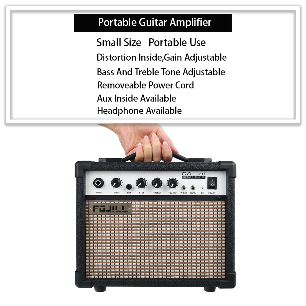 Fojill 39 Inch Electric Guitar Kit Set Beginner Starter Combo Package Bundle 20W Amplifier Amp Accessory Padded gig Bag,Picks, Cable,Strap,Extra Strings