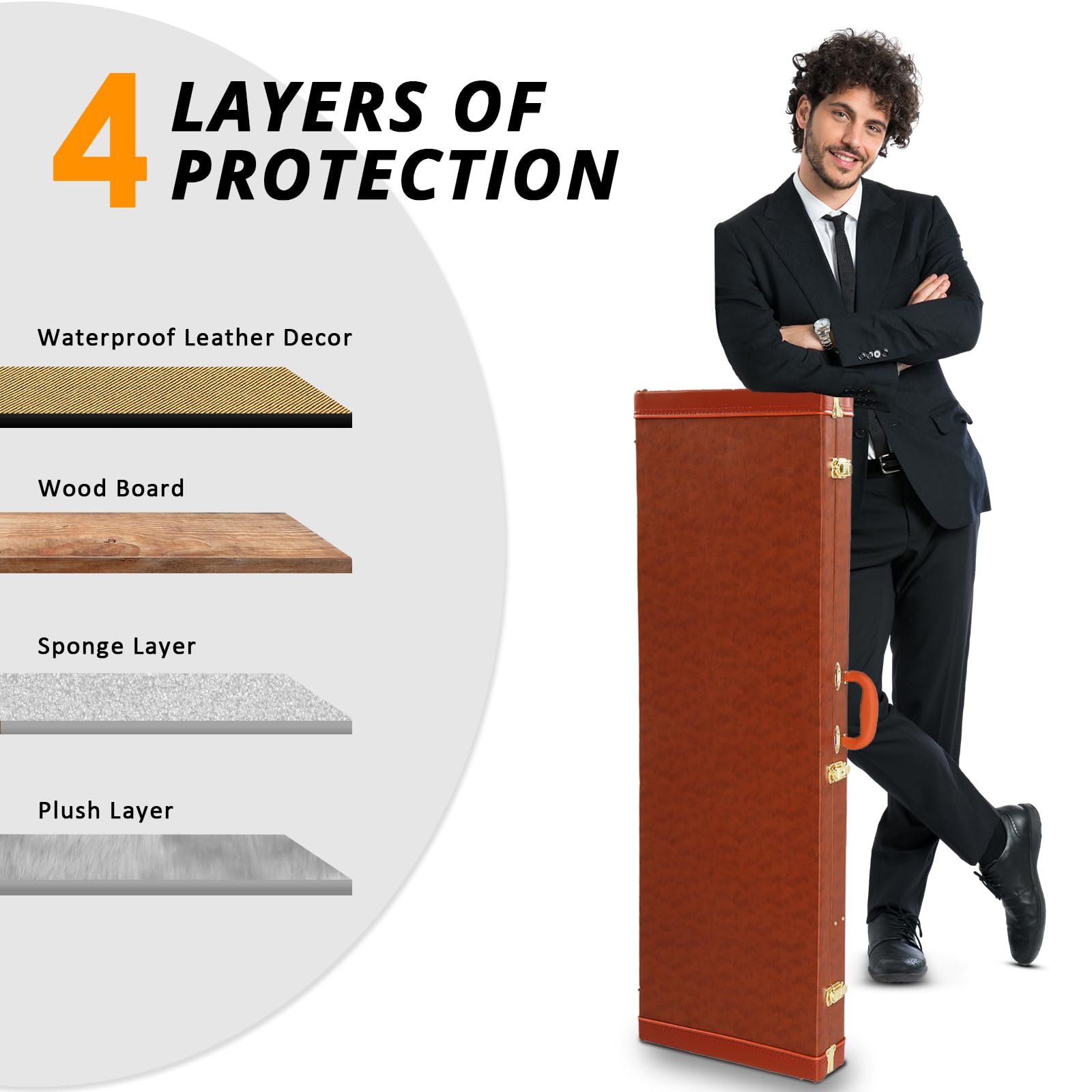 Ktaxon Bass Guitar Hard Case with Lock Latch and Soft Padding, Brown