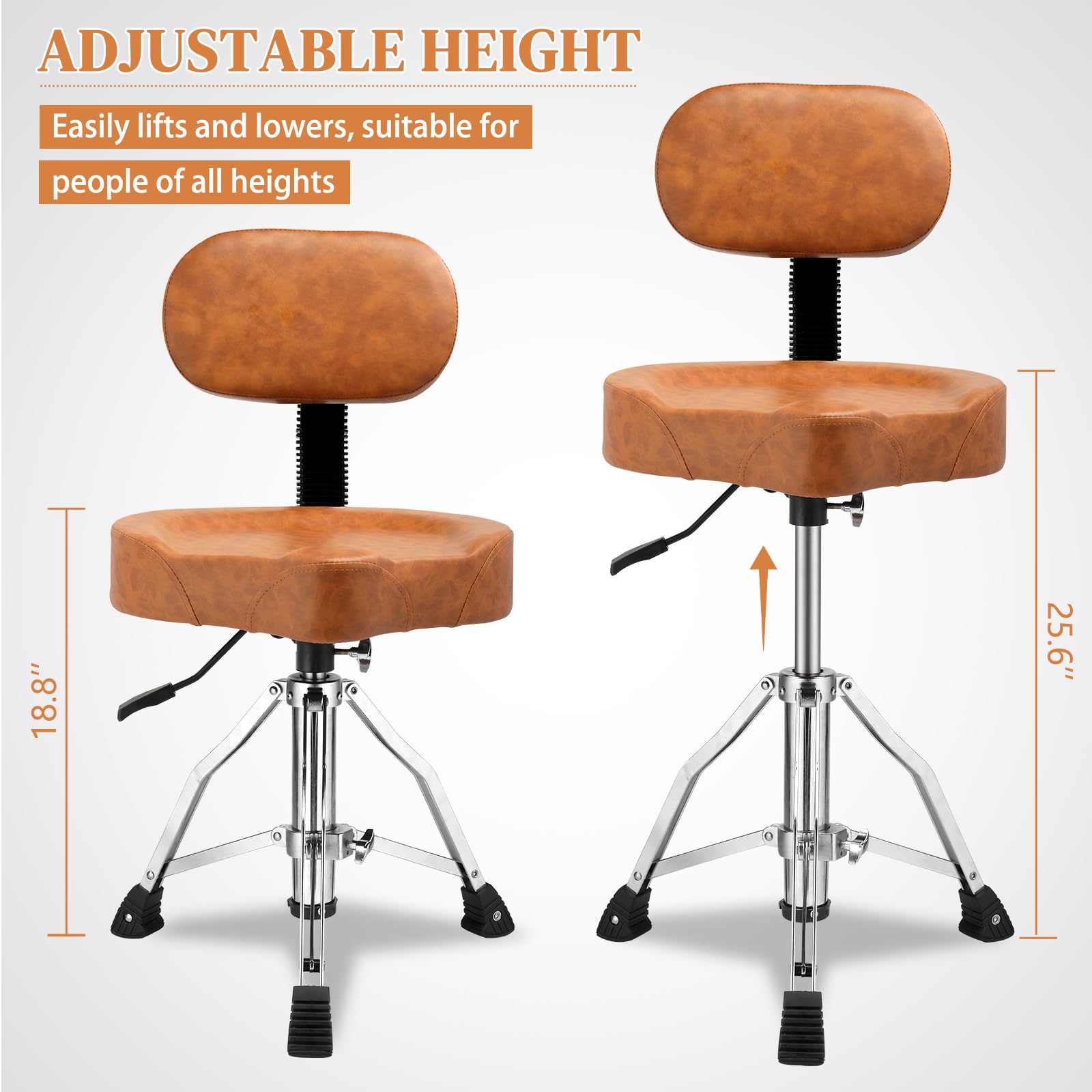 Ktaxon Drum Throne with Backrest with a Pair of Drum Sticks, Matte Brown