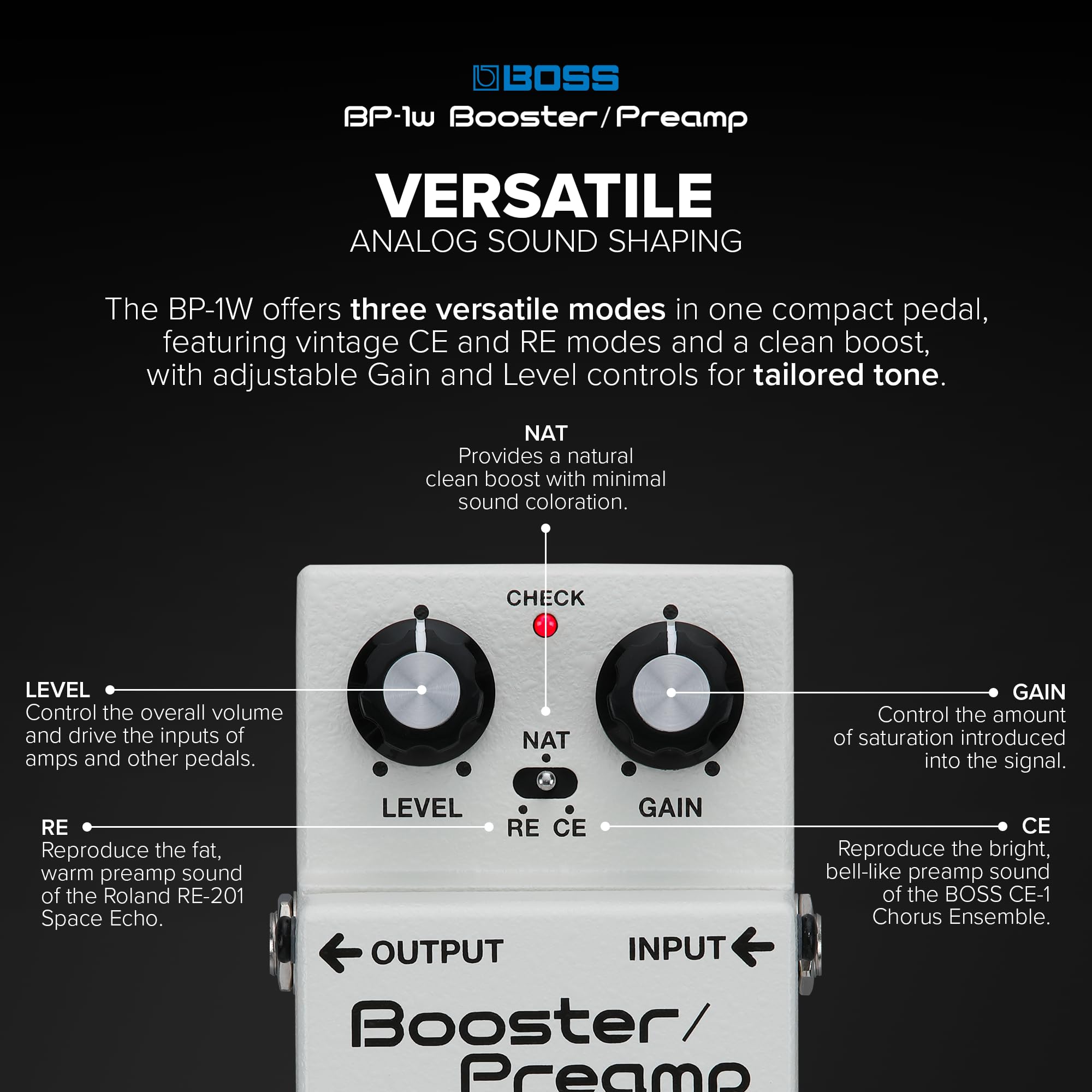 BOSS BP-1W Booster/Preamp Guitar Effect Pedal