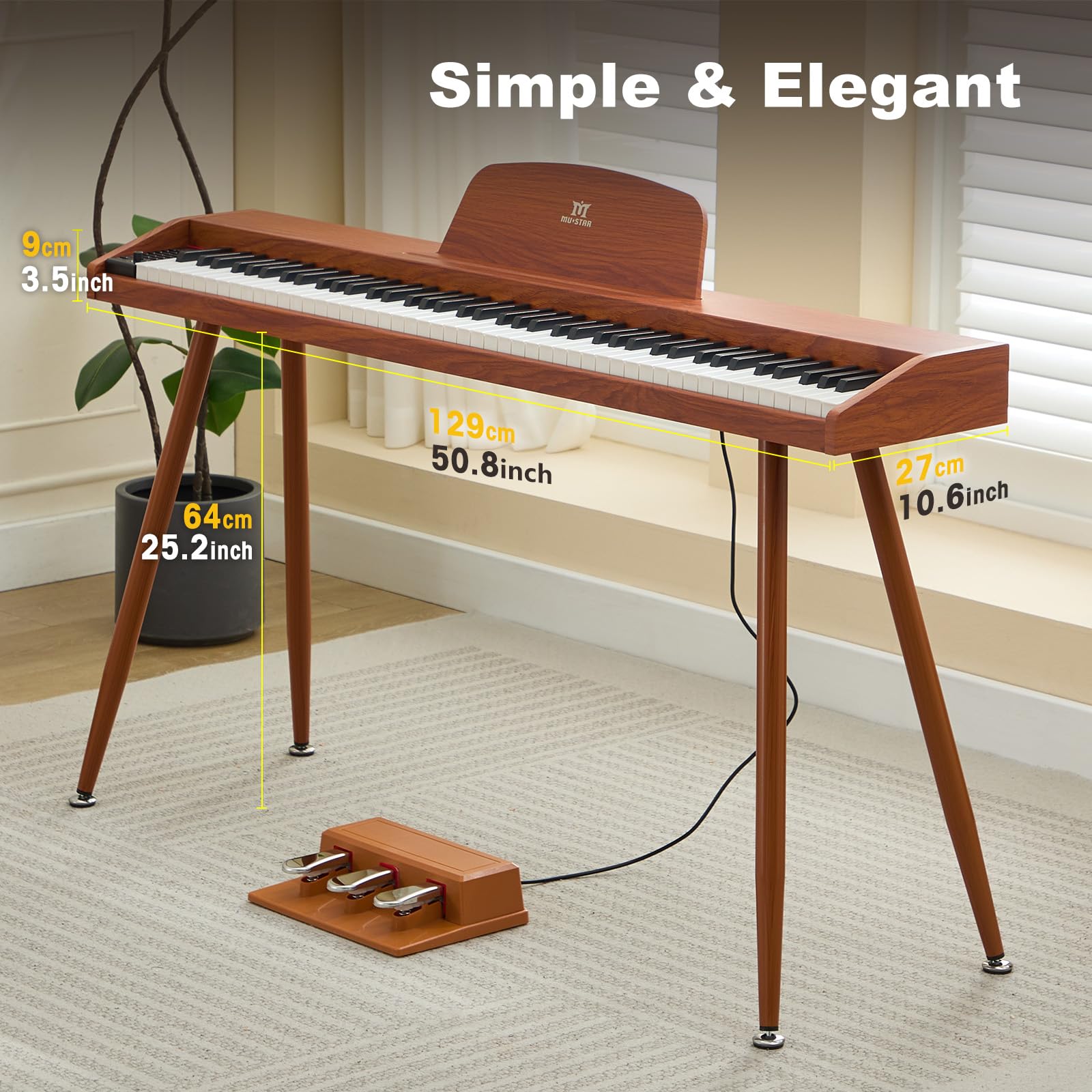 MUSTAR 88 Key Piano Keyboard Semi Weighted Home Digital Piano for Beginners