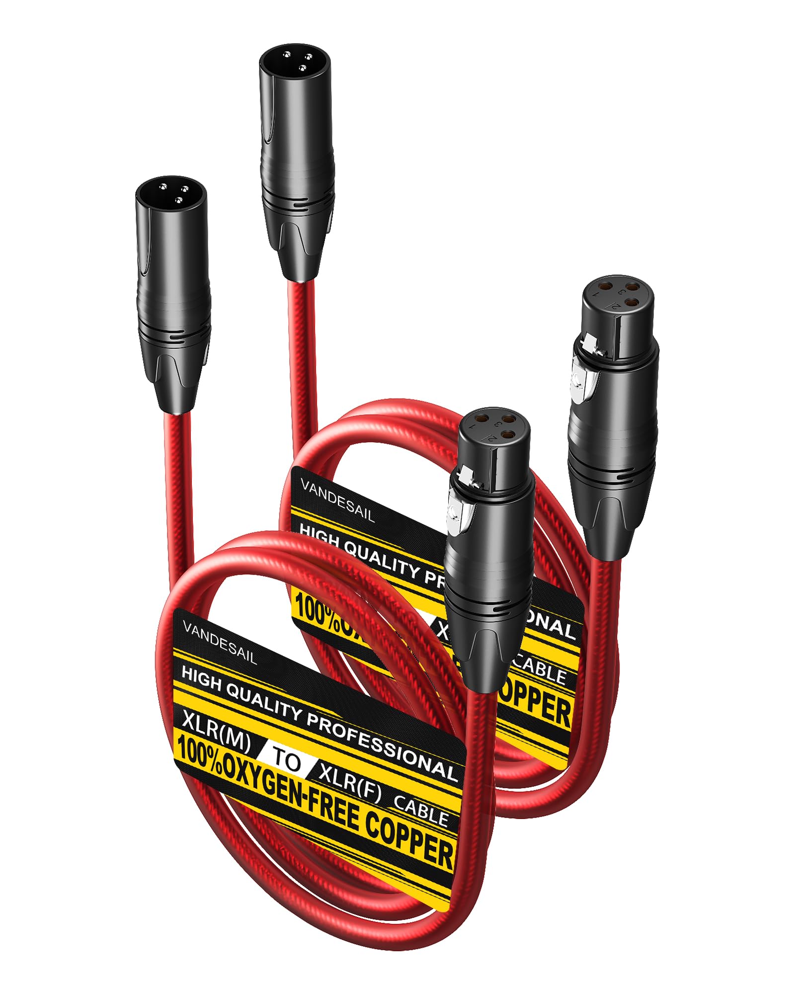 VANDESAIL XLR Cables 3ft Feet 2 Pack Microphone Cable 3 Pin Male to Female Mic Cord for XLR Microphone Powered Speakers Audio Camcorders DSLR Cameras Mixer and Recording Devices Red