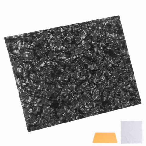 25x20cm Self-Adhesive Acoustic Guitar Pickguard Sheet, Blank DIY Scratch Plate Material Black Pearl