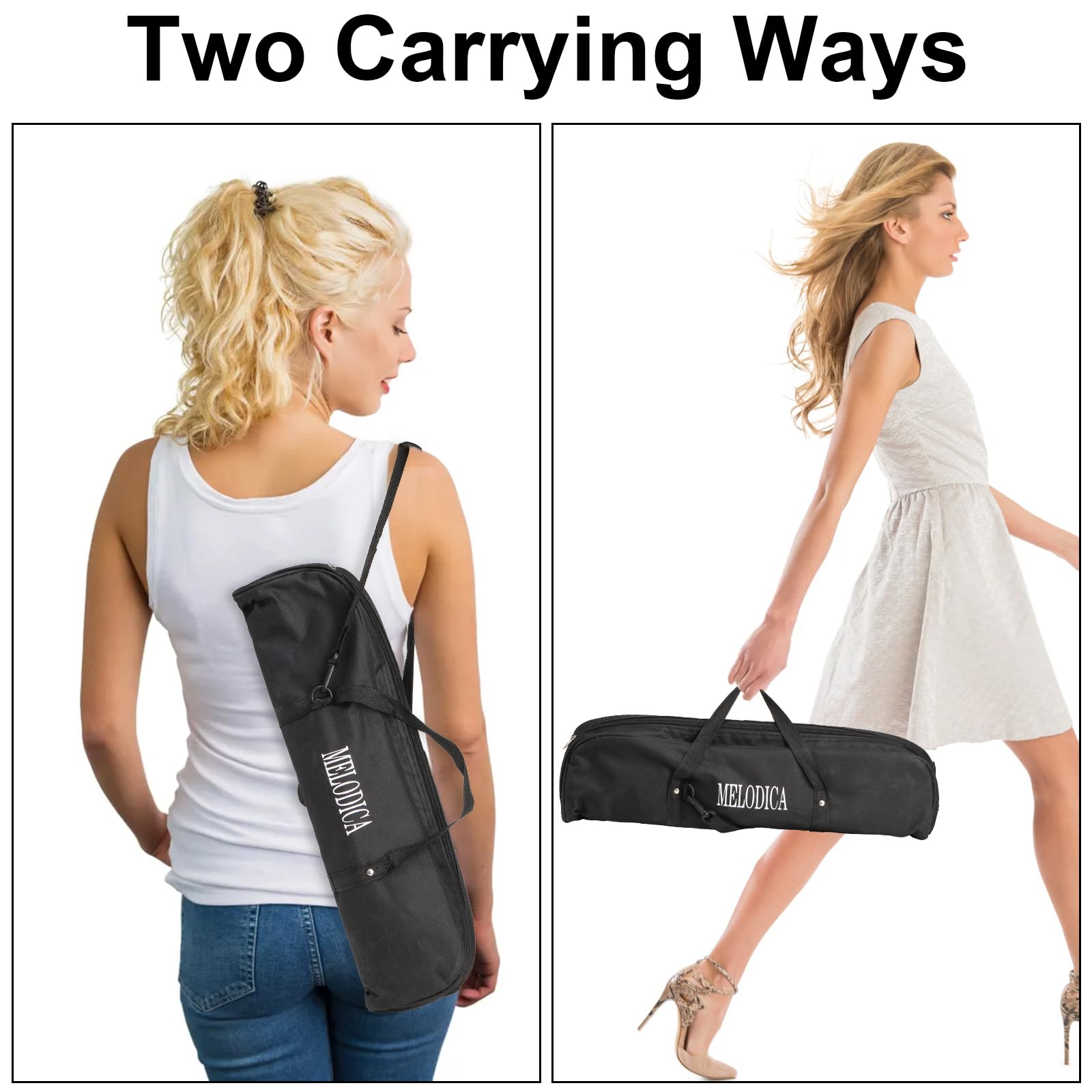Tosnail 32 Key Melodica with Carrying Bag, Double Tubes Mouthpieces, Wipe Cloth, Air Piano Keyboard Musical Instrument for Beginners, Adults – Black