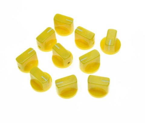 KAISH 10pcs Guitar AMP Effect Pedal Knobs Pointer Knob with Set Screw Yellow