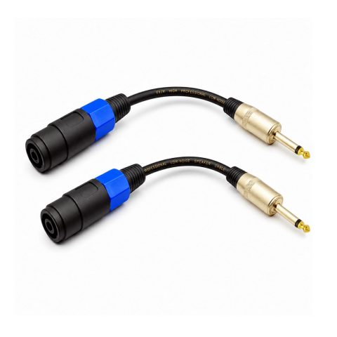 KOOKFJLLZ 12AWG OFC 1/4″ TS Male to Speakon NL4 Female Cable – 6 Inch 6.35mm Speaker Cable 2 Pack for QSC, Crown, Yamaha Power Amplifiers, PA Systems & Stage Monitors