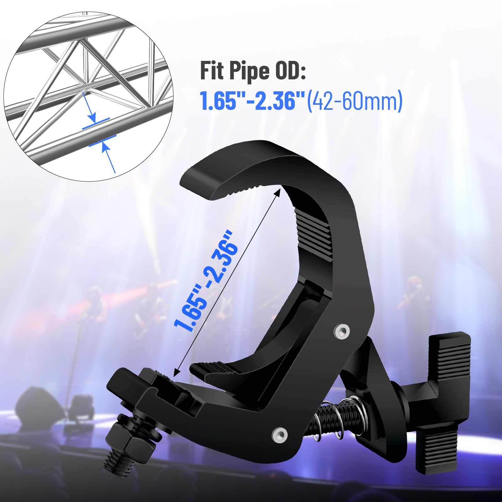 1.65-2.36 Inch Truss Clamp 4 Pack, Czgor Heavy Duty 220lb Stage Light Clamp