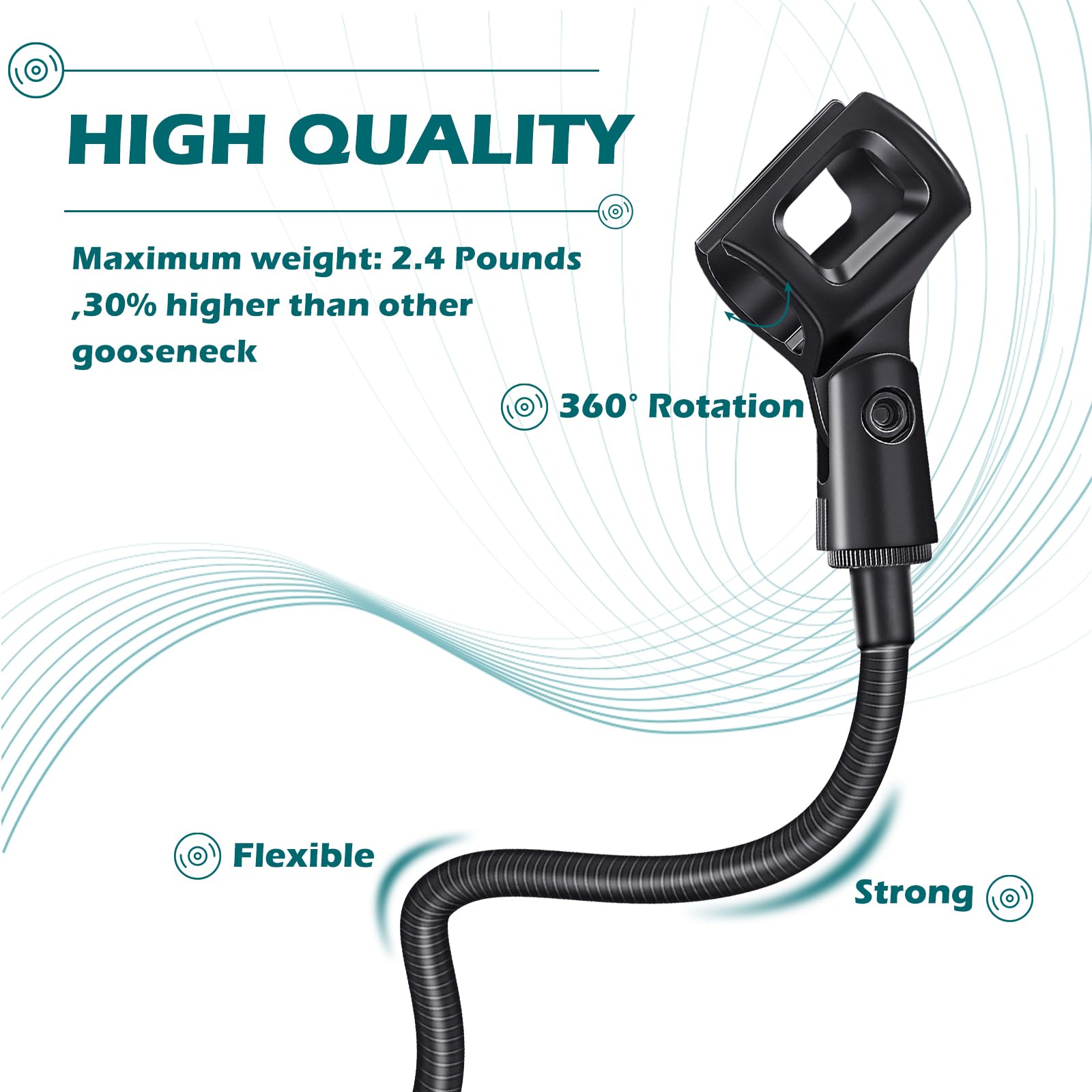 Flutesan 2 Sets Gooseneck Mic Stand 13 in Flexible Desktop with Desk Clamp
