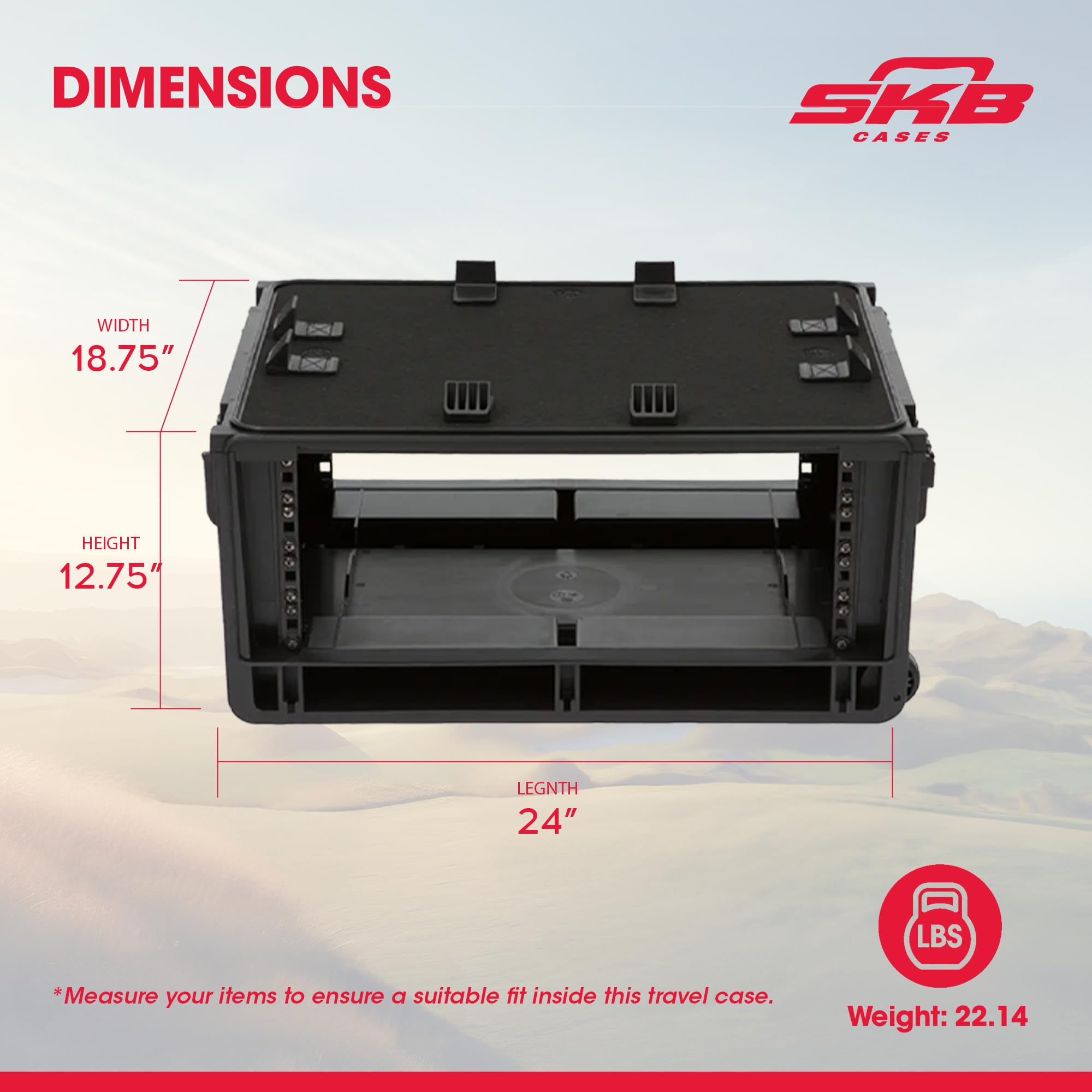 SKB 4U Studio Flyer Rack Case with TSA Locks & Wheels, Injection Molded