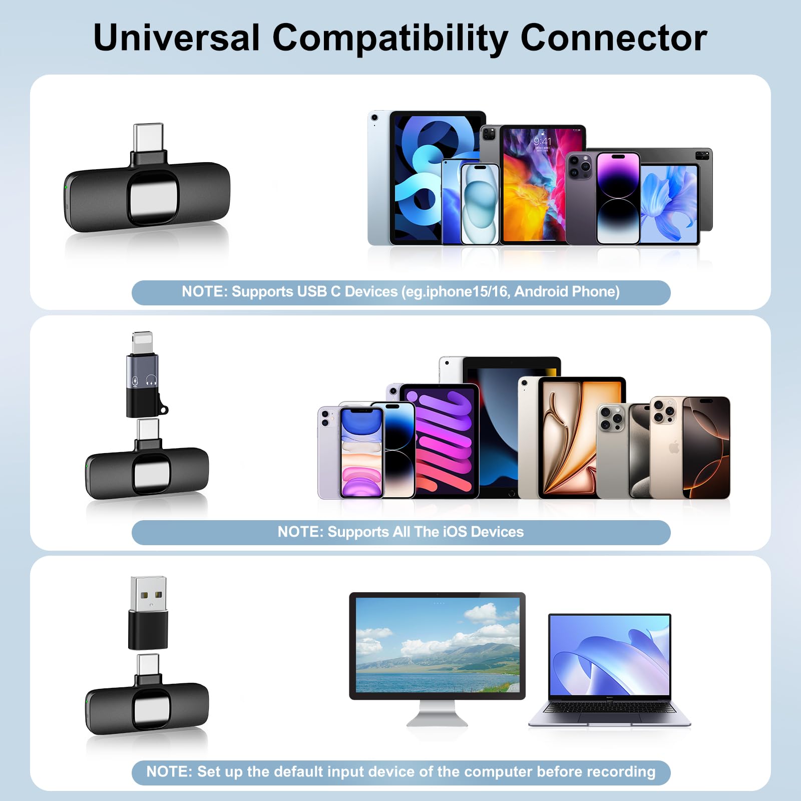 PoP voice USB C Mini Wireless Lavalier Microphone for iPhone/Android, Lapel Mic with Noise Reduction, Lav Mic for Video Recording, Tiny Microphone Content Creator Interview for Tiktok, YouTube, Vlog