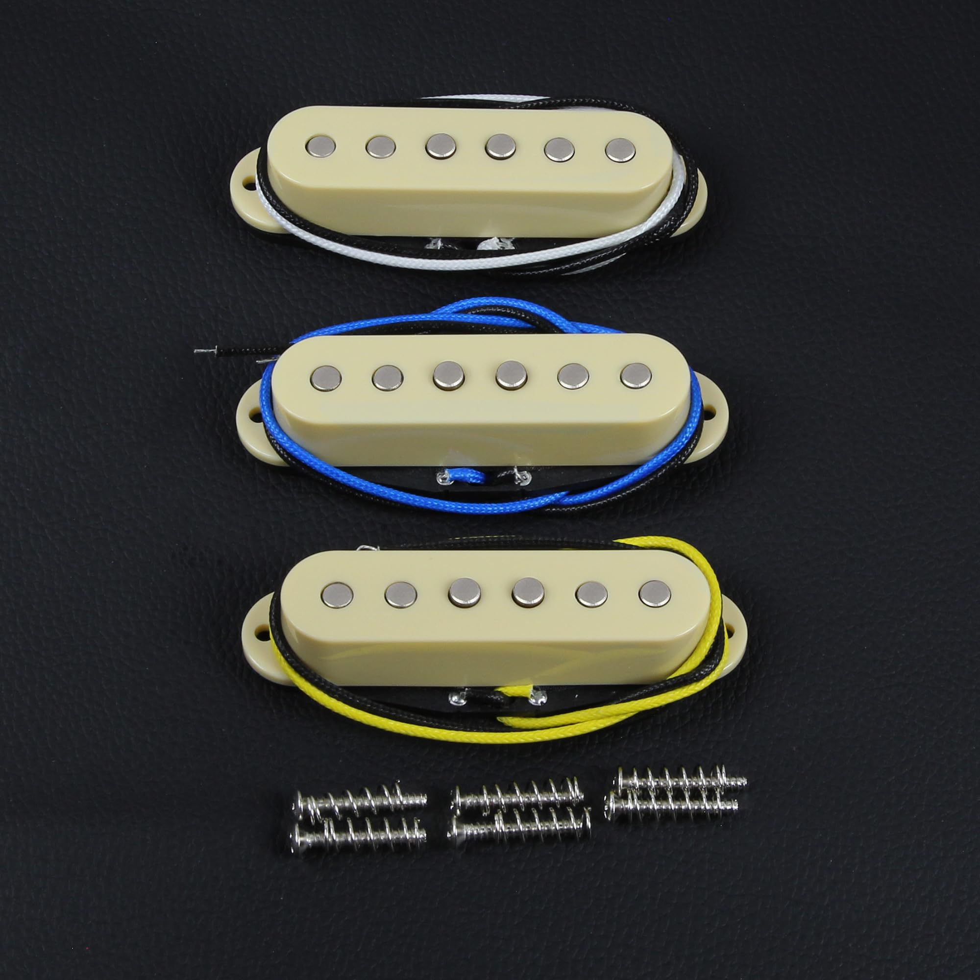 FLEOR Single Coil Pickup Alnico 5 Guitar Neck/Middle/Bridge Pickups Set Staggered, Cream