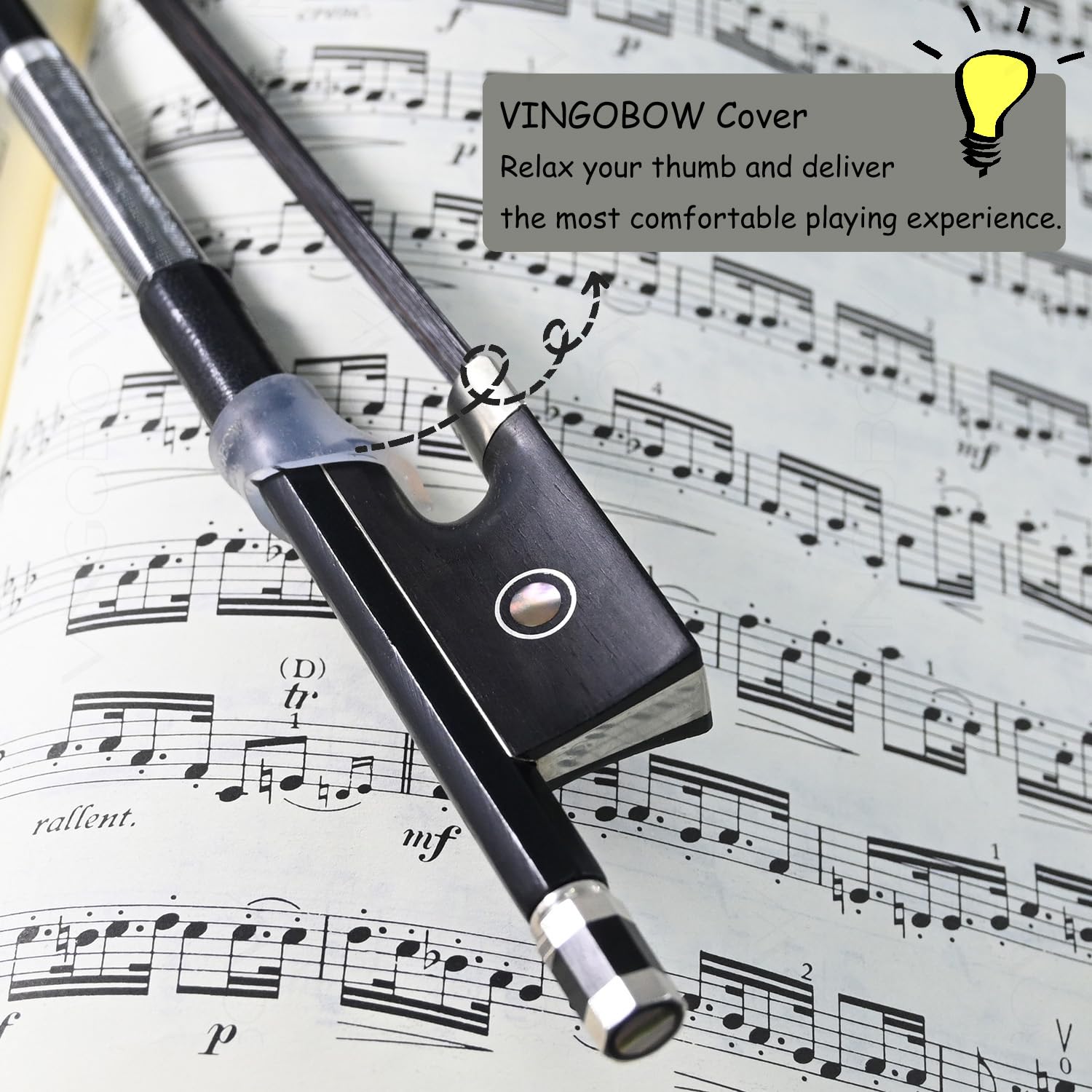 VINGOBOW 1/8 Size Carbon Fiber Violin Bow Straight with Greet Balance Open and Powerful Tone All Parts Professional Mounted