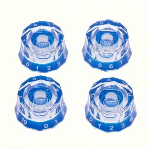 CashBeat 4 Pack Lampshade Guitar Speed Knobs, Clear Blue 18 Spline LP SG