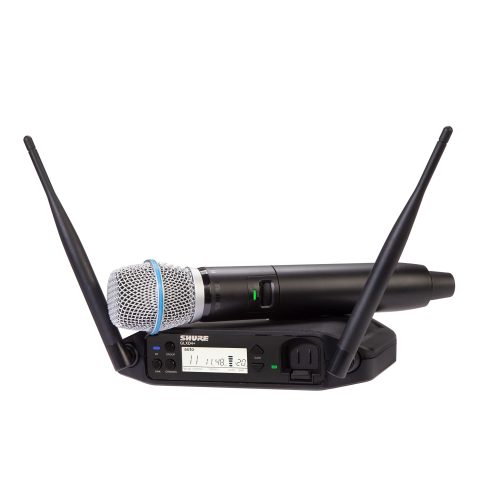Shure GLXD24+/B87A Dual Band Pro Digital Wireless Microphone System – 12-Hour Battery, 100ft Range with BETA 87A Handheld Vocal Mic & Single Channel Receiver