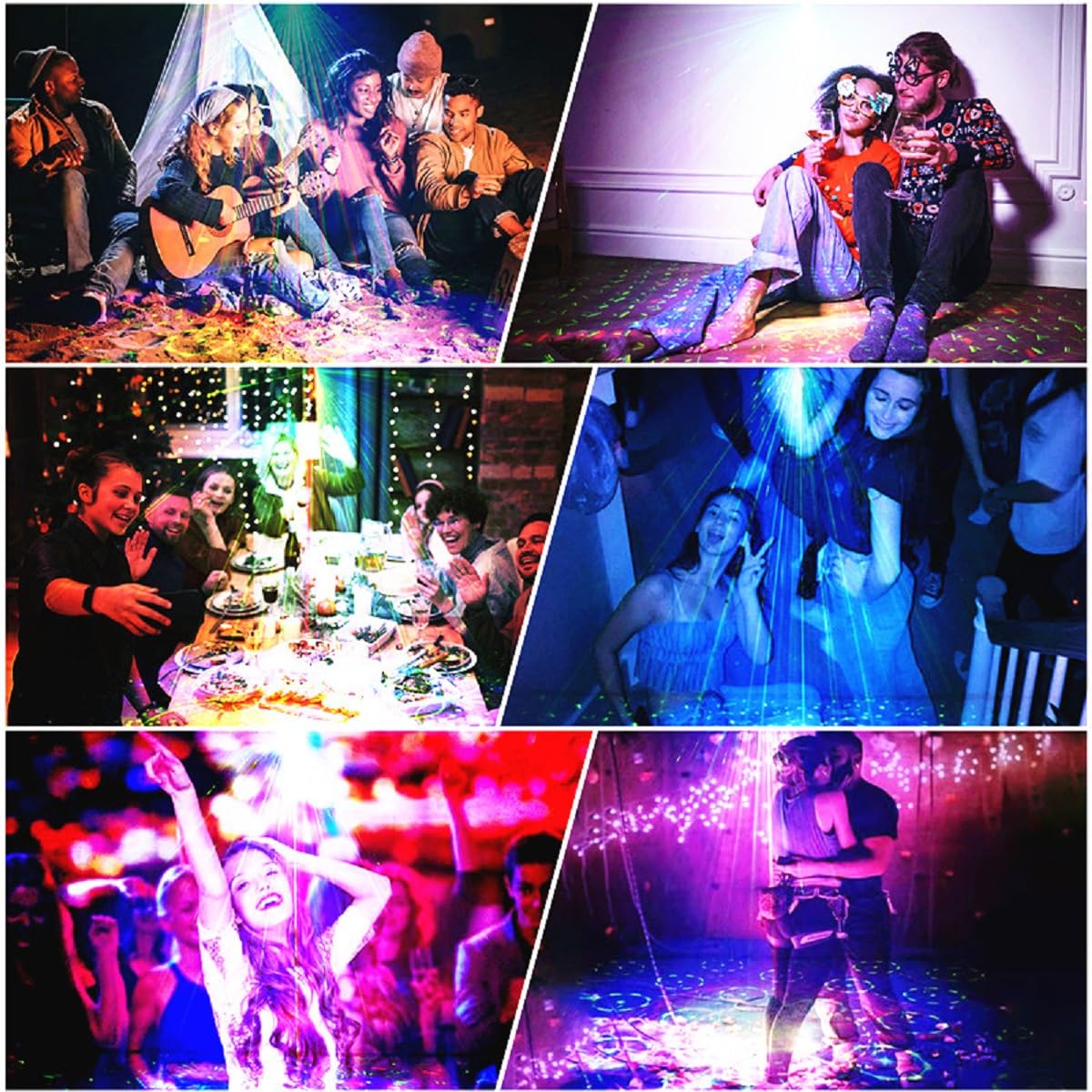 Party light DJ disco lights, laser stroboscopic light USB-powered projectors and remote controls, portable family gatherings, camping, Christmas and Halloween illuminated parties, festival small gifts