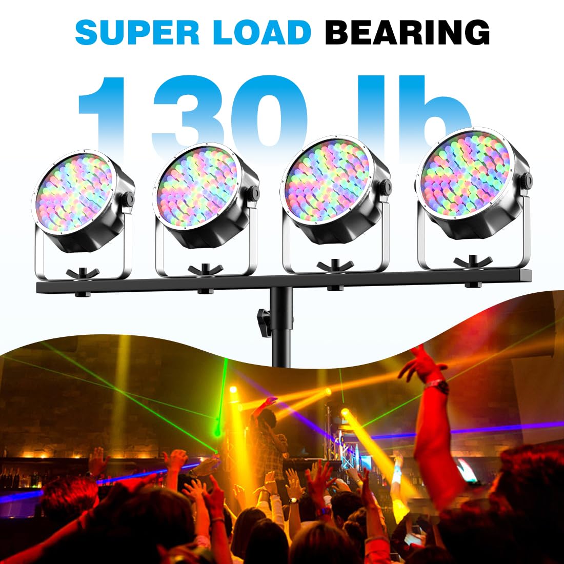 DJ Light Stand, T-Bar Tripod Stage s Portable and Adjustable 49-114 Inch Heavy Duty