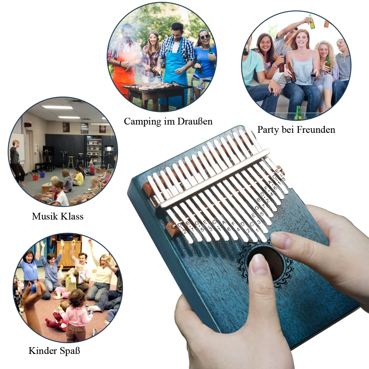 Kalimba Clear Kalimba Thumb Piano Crystal 17 Key Portable Mbira Finger Piano Best Gift for Kids, Birthday, Christmas, Beginner, Professional, Party (Bear-shaped Crystal)