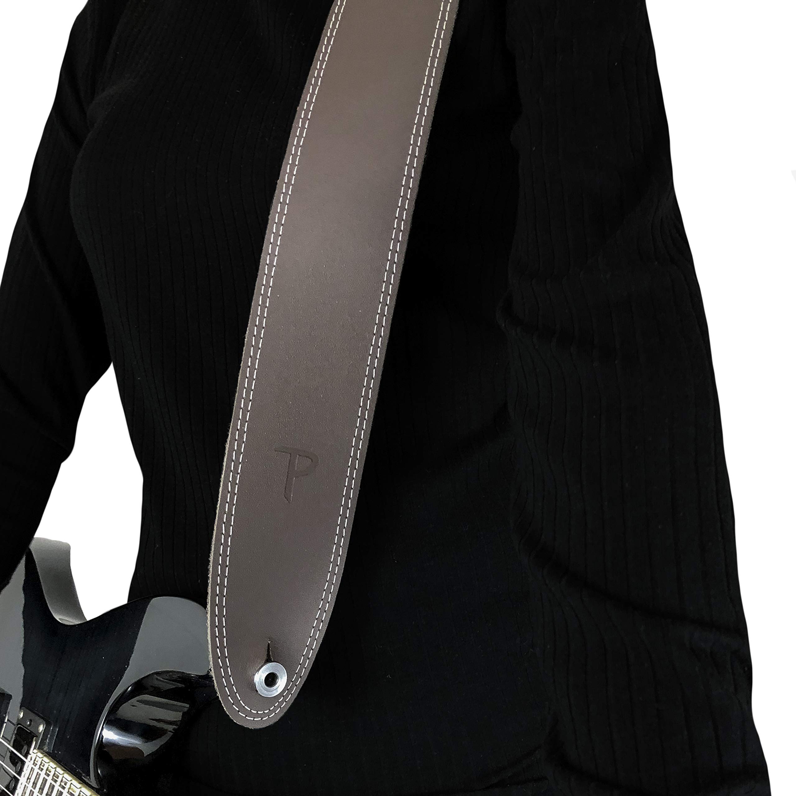 Perri’s Leathers, 41″-56″, Brown, Double Stitched Leather Guitar Strap, Boutique & Fits Fender Electric, Cool, Custom, Adjustable, Durable Design, Acoustic & Bass Guitar Straps for Electric