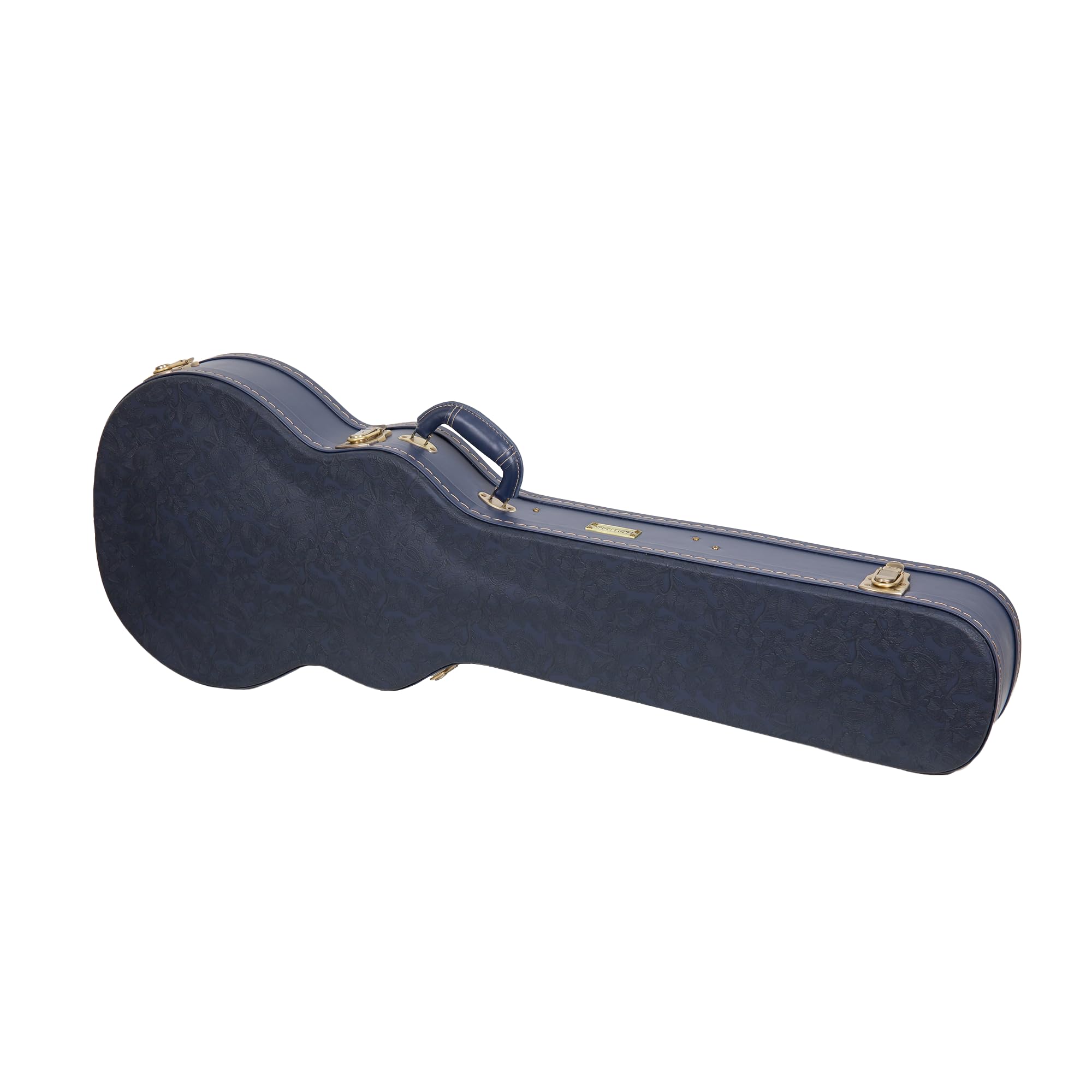 Crossrock Relief Series Les Paul Guitar Case for Single-Cut Electric Guitars | Carved Ocean Blue Finish, Deep Scarlett Velvet Interior, Lock – Premium Wooden Hardshell