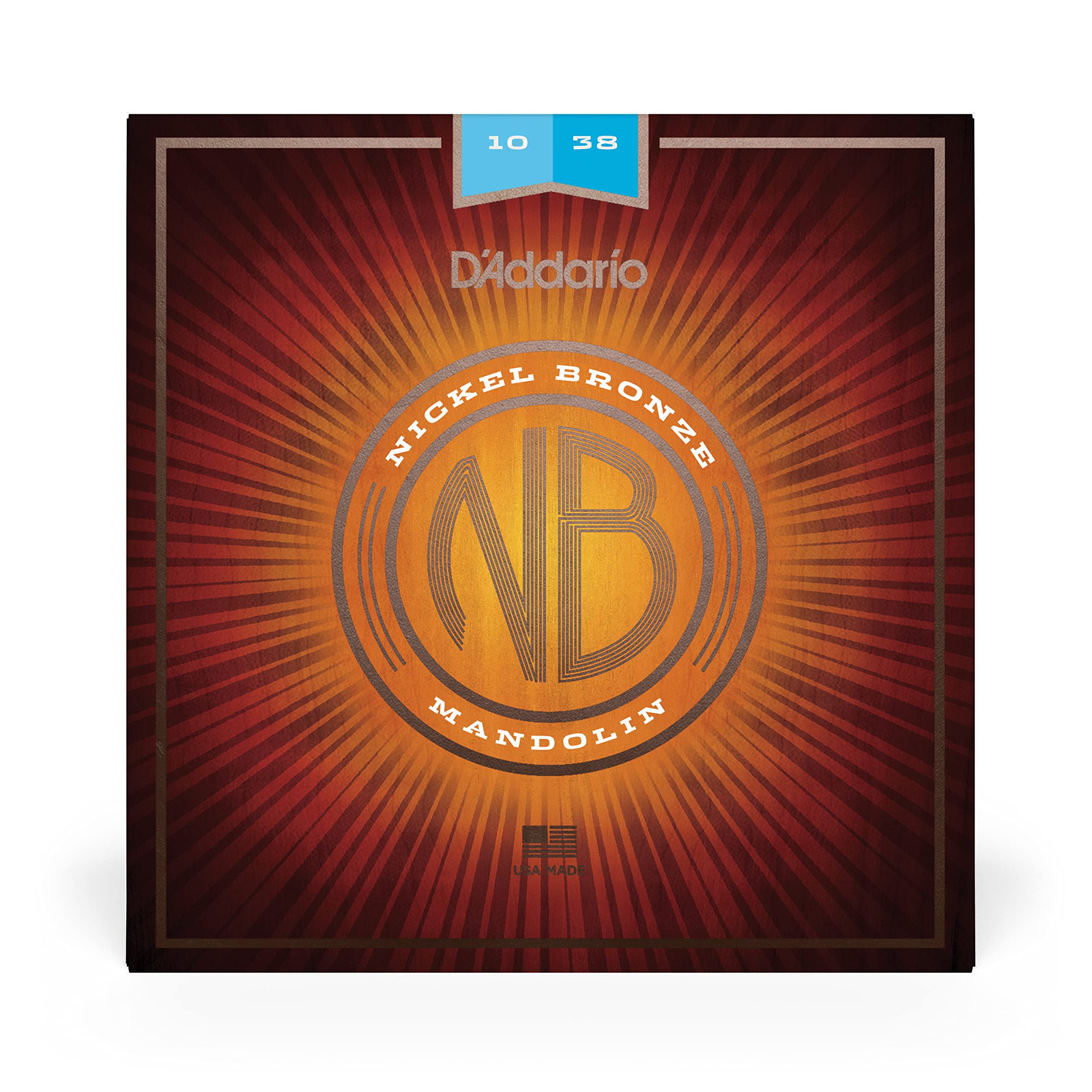 D’Addario NBM1038 Nickel Bronze Mandolin Strings, Light, 10-38