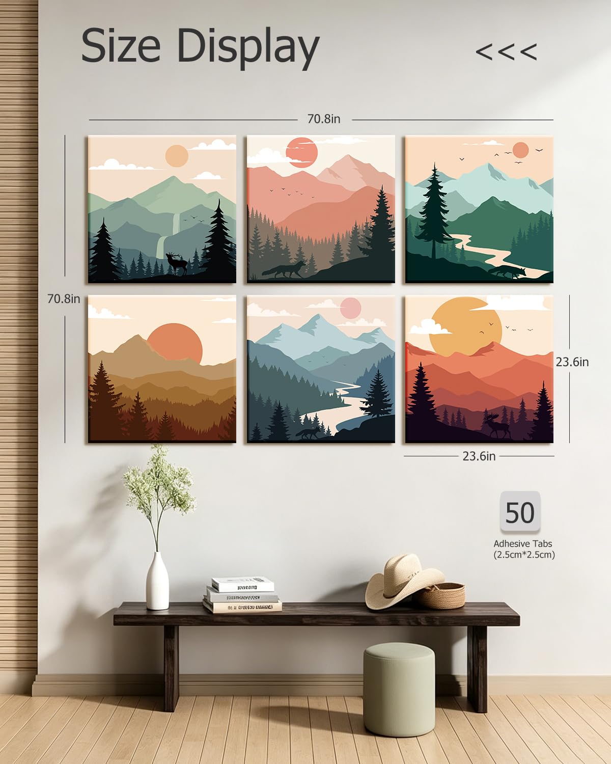 InSimSea Acoustic Wall Art, 72×48 In, Boho Colorful Art
