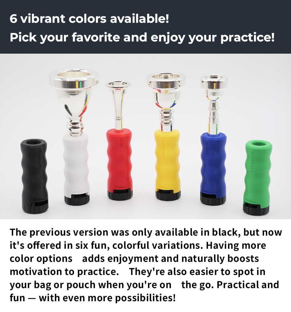 Trumpet Mouthpiece Buzzing Practice Tool – Anywhere Practice & Warm-up – One-Touch Adjustable Resistance – BRASS BUZZ TRAINER (Blue)