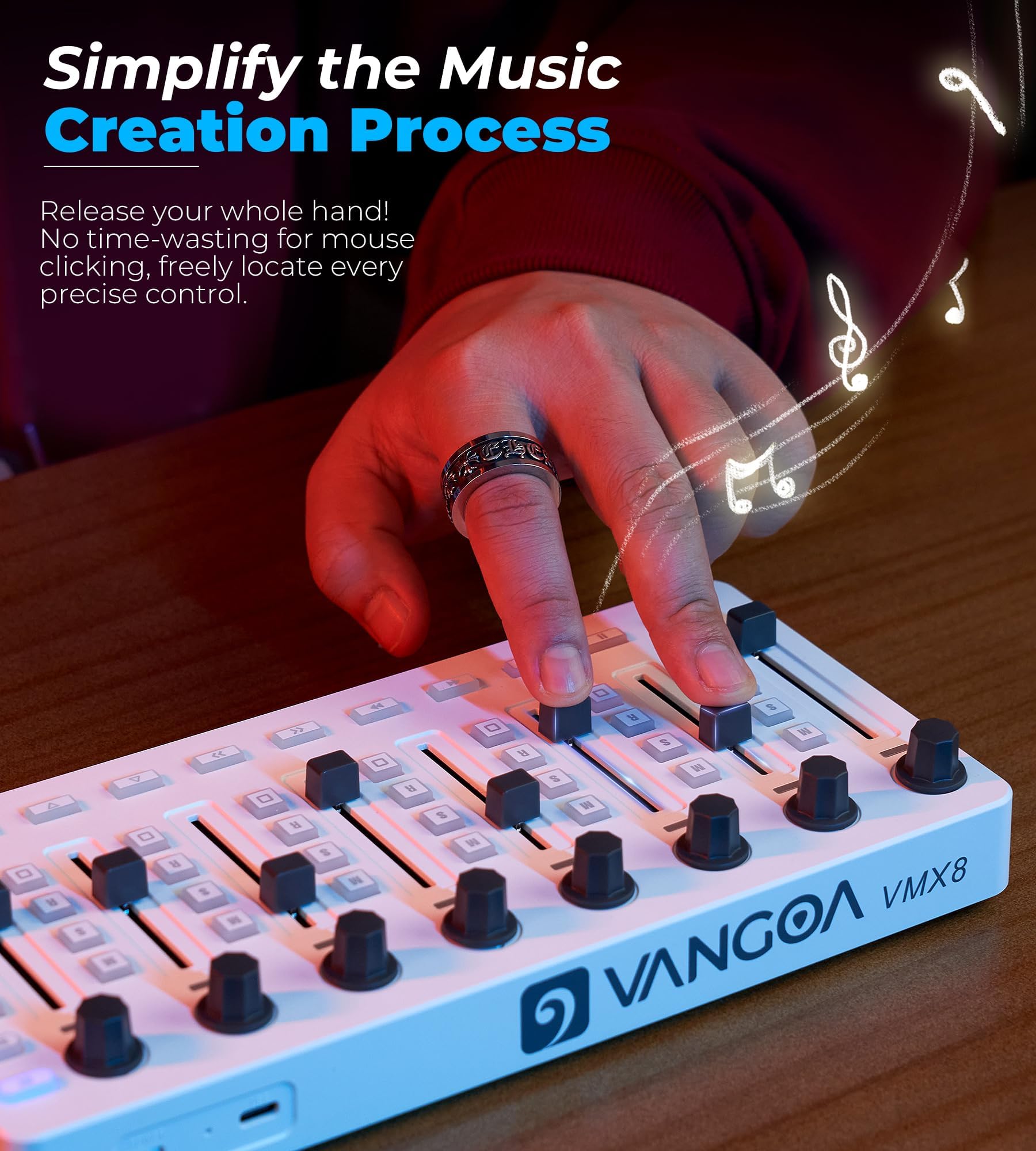 Vangoa Wireless MIDI Controller Mixer, USB MIDI Keyboard for PC & Mac