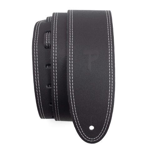 Perri’s Leather Ltd. – Double Stitched Leather Strap – Adjustable Strap from 41″ to 56″ for Electric, Acoustic, Bass Guitars – for Kids & Adults – Black (BDS-175)