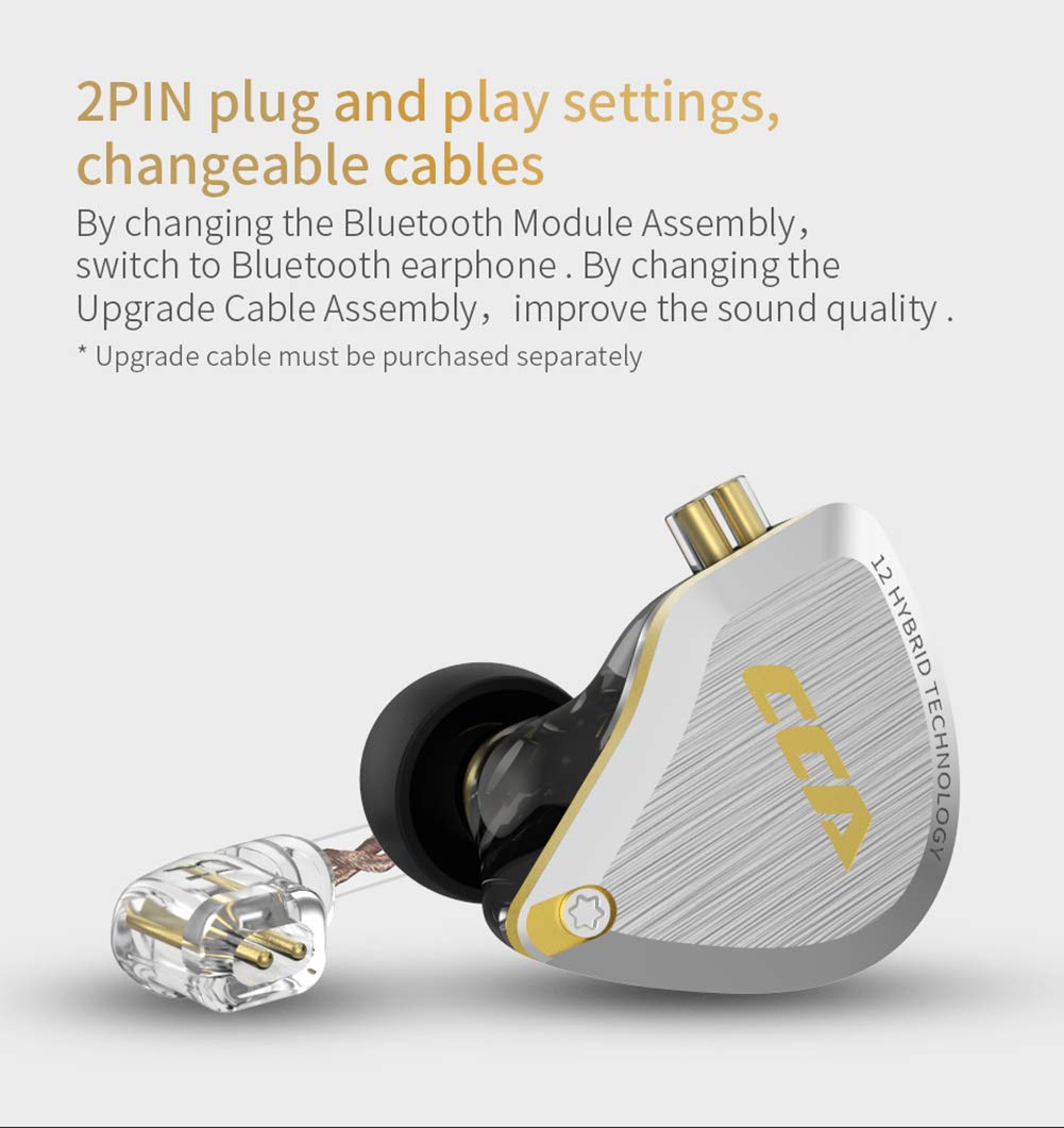 CCA C12 5BA+1DD Hybrid in-Ear Earphones with Mic, Amber Gold