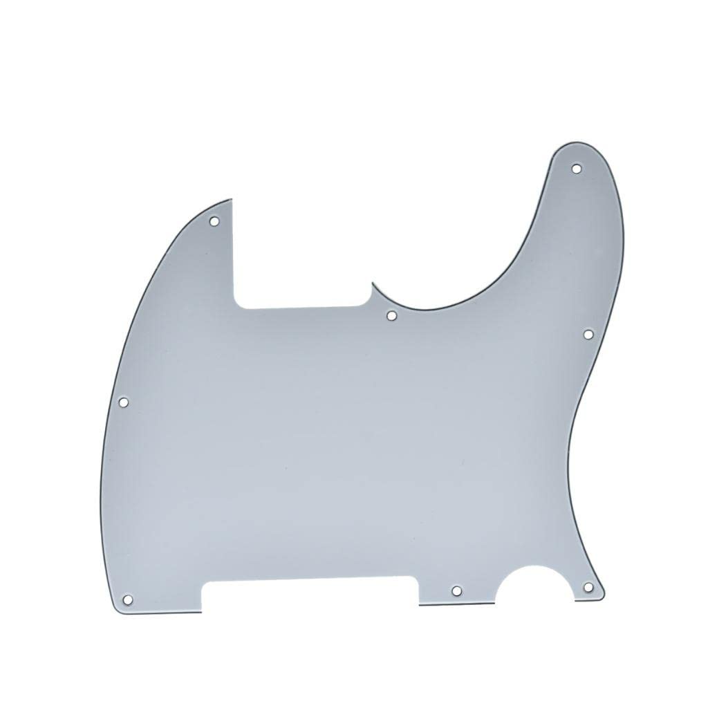 KAISH White 3 Ply 8 Hole Blank Tele Pickguard for Telecaster & Esquire Guitars