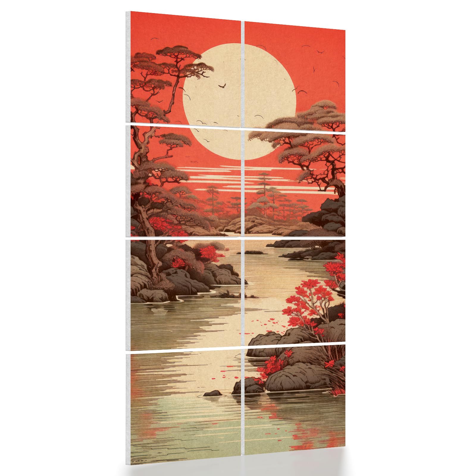 UMIACOUSTICS 8 Pcs 0.7Inch Thick Art Acoustic Panels, Total 47.2” x 23.6” Decorative Sound Absorbing Wall Panels for Home, Office, Hotel, Pine-shadow Floating Paint