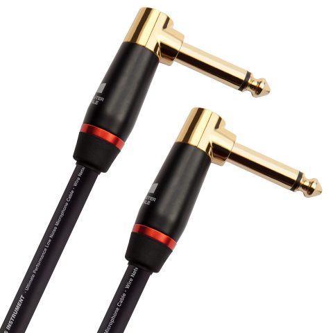 Monster Prolink Bass Guitar Cable – 8 inches Right Angle to Right Angle, 95% Copper Braided Shield