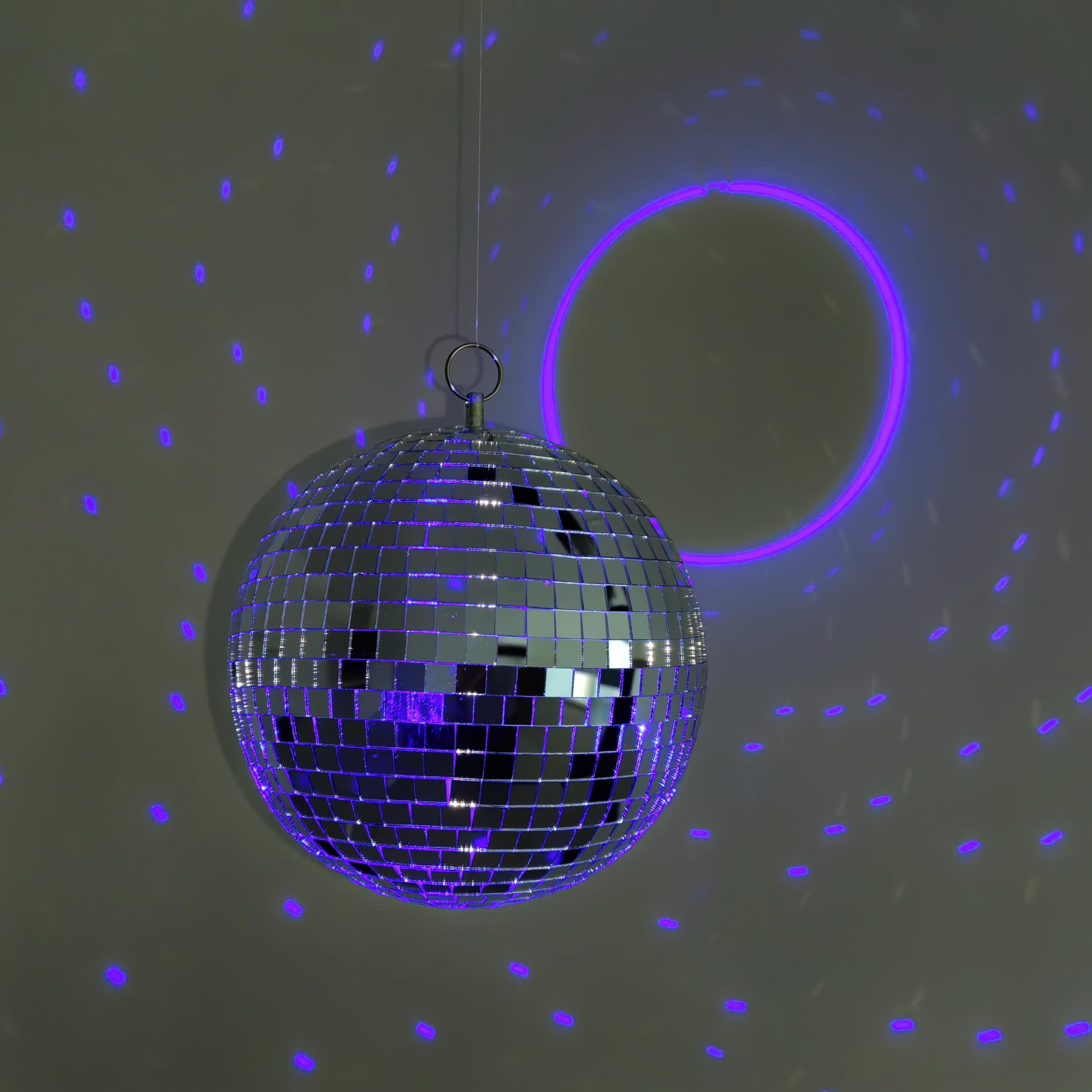 Mi-Ball Mirror Disco Ball 8-Inch Reflective Hanging Party Disco Ball Light for Dance Floor, Weddings, Holiday, Home Decor & DJ Events –Real Glass Silver Mirror Ball with Hanging Ring