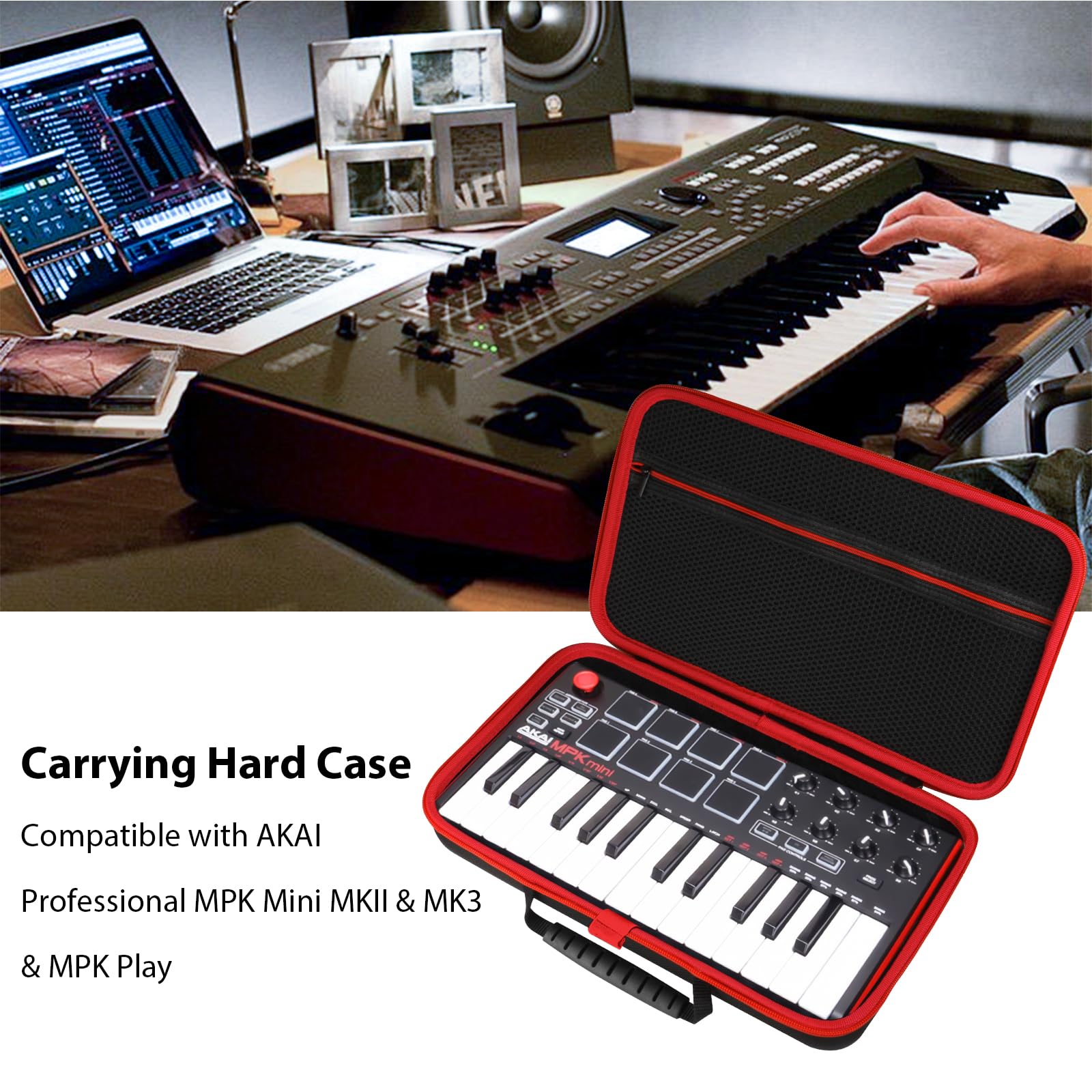 LVKAYCE Carrying & Protective Case for Akai Professional MPK Mini MK3 & MKII | MPK Mini Play -25 Key USB MIDI Keyboard Controller (Case Only)