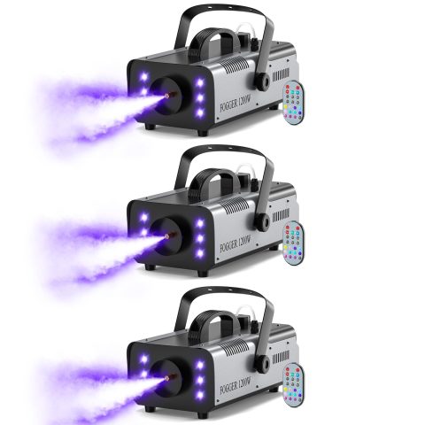 Fog Machine 1200W RGB, 6 Colorful LED Lights for Smoke Machine Indoor/Outdoor Use,