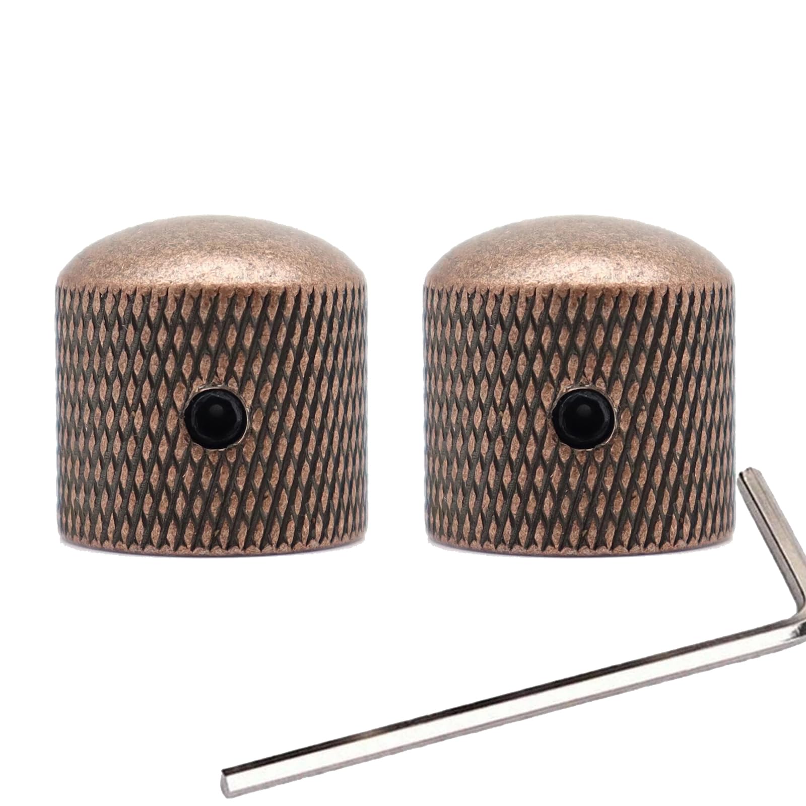 XIYANGJUAN 2Pcs Electric Bass Guitar Knobs Red Copper Metal Volume Tone Speed Control Dome Knob for Fender Telecaster Bass Guitar Accessories (Red Copper)