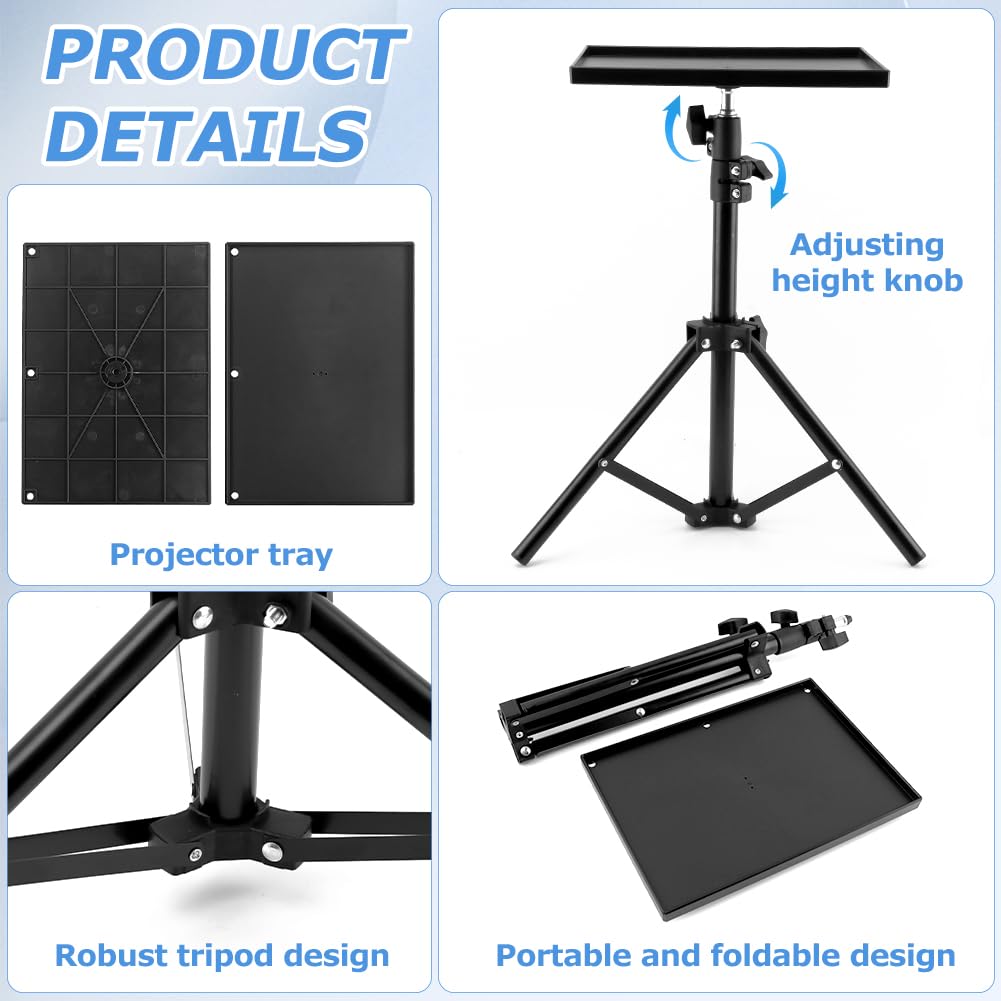 Portable Projector Tripod Stand, 21‑44 Inch Height‑Adjustable Floor Stand