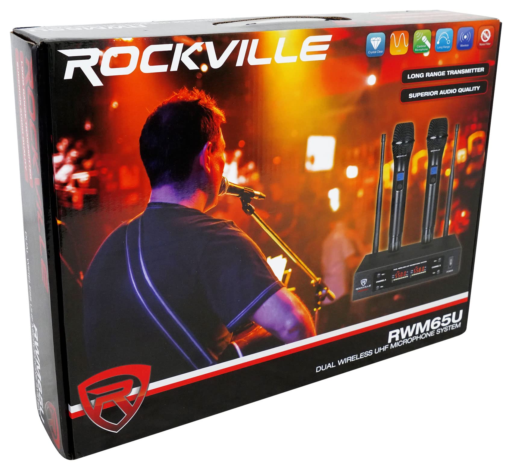 Rockville RPG2X10 10″ PA Speaker Pair with Mixer and 2 UHF Wireless Mics