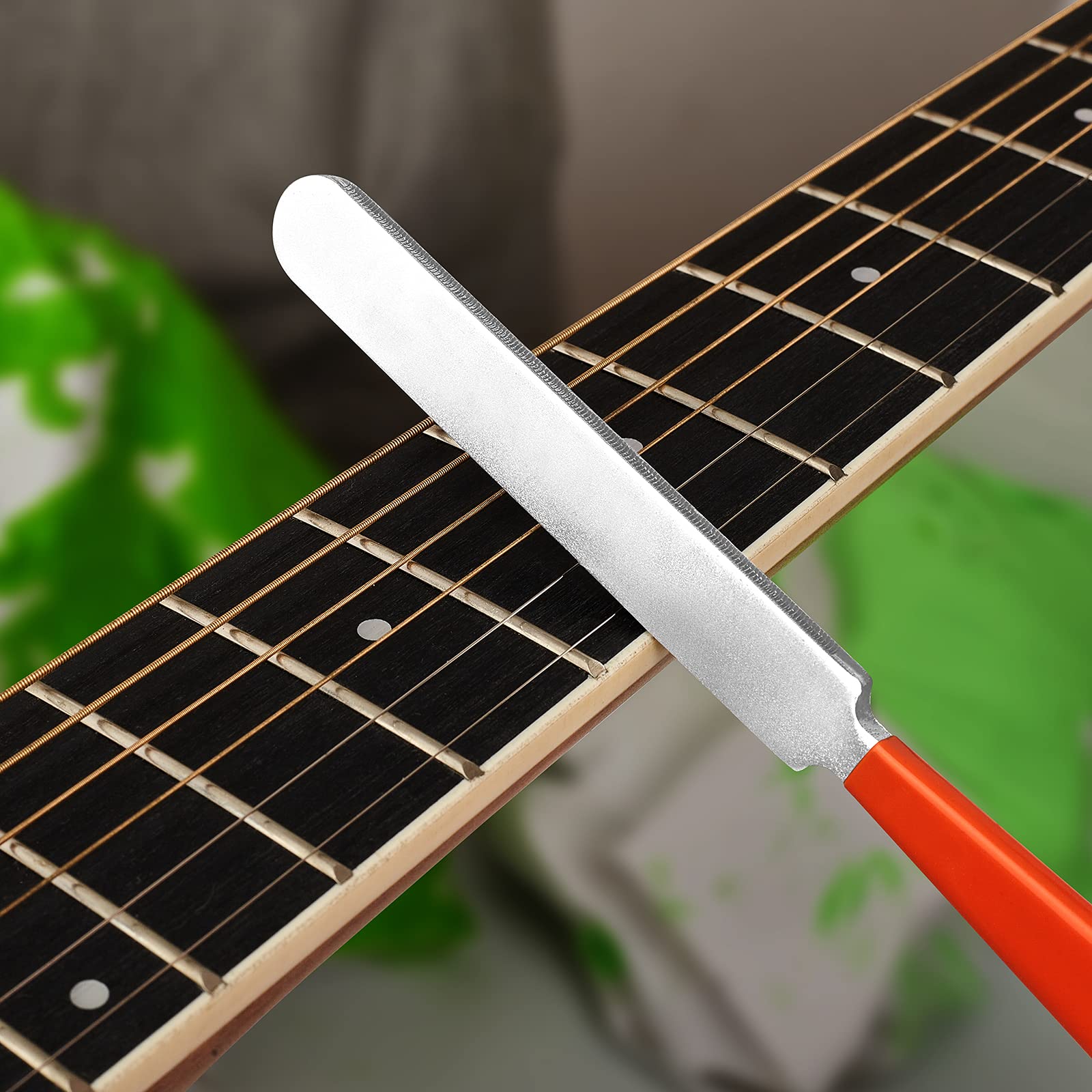 Guitar Luthier Tool Kit Including Fret Crowning File, Fret Leveler Sanding Beam, Fret Rocker, String Spreaders, Fingerboard Guards, and Replacement Sanding Papers for Guitar Bass Fret Leveling Kit