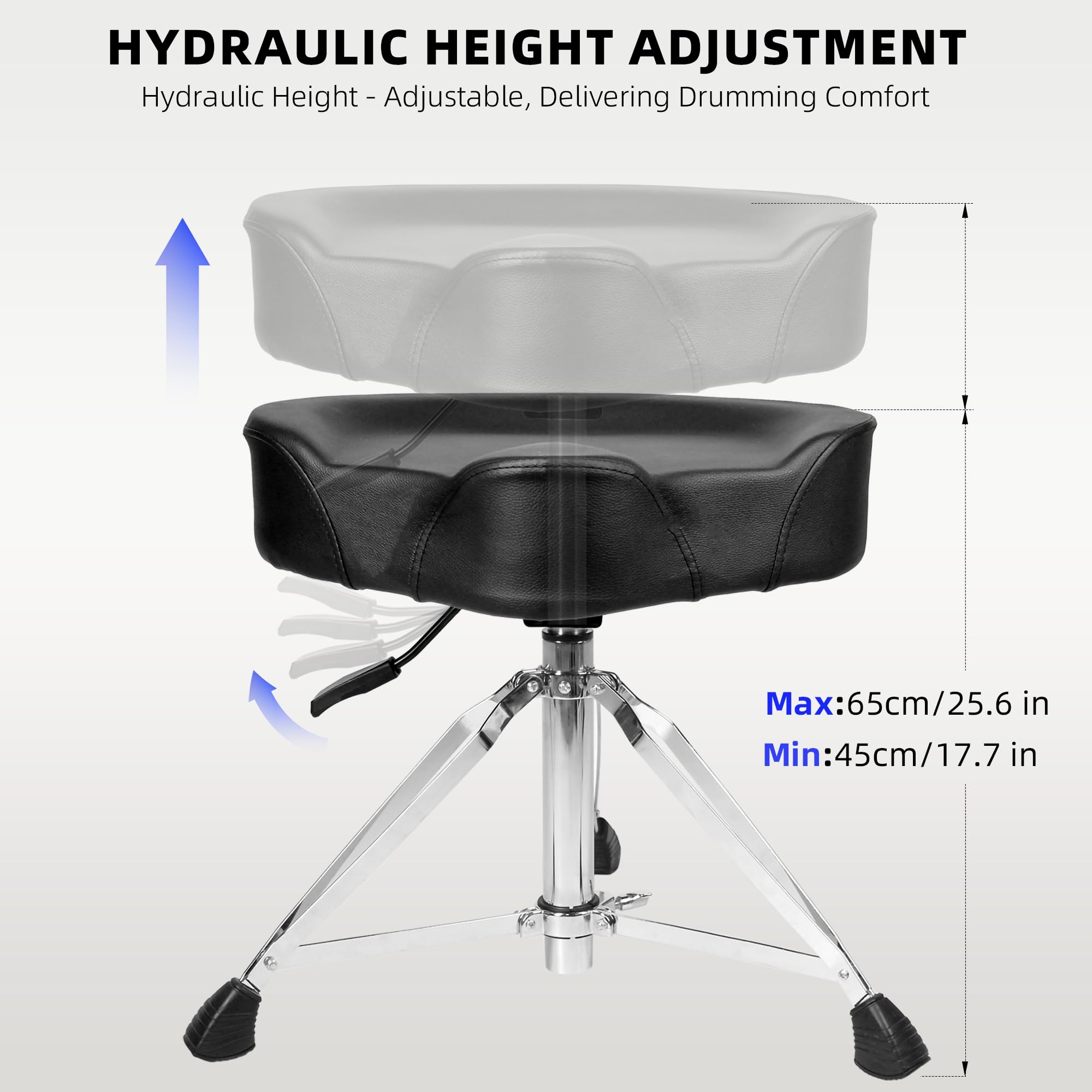 TIZECO Thickened Hydraulic Drum Throne, 12.6-inch Diameter Drummers Chair, Heavy Duty Drum Stool, Height Adjustable Drum Seat, Music Stool for Drummer