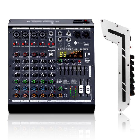 SonixForce 6 Channel DJ Audio Mixer, Professional Sound Board Console