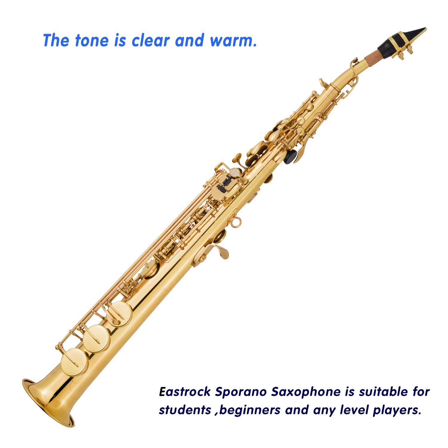 EASTROCK Bb Straight Soprano Saxophone Golden for Beginners Students