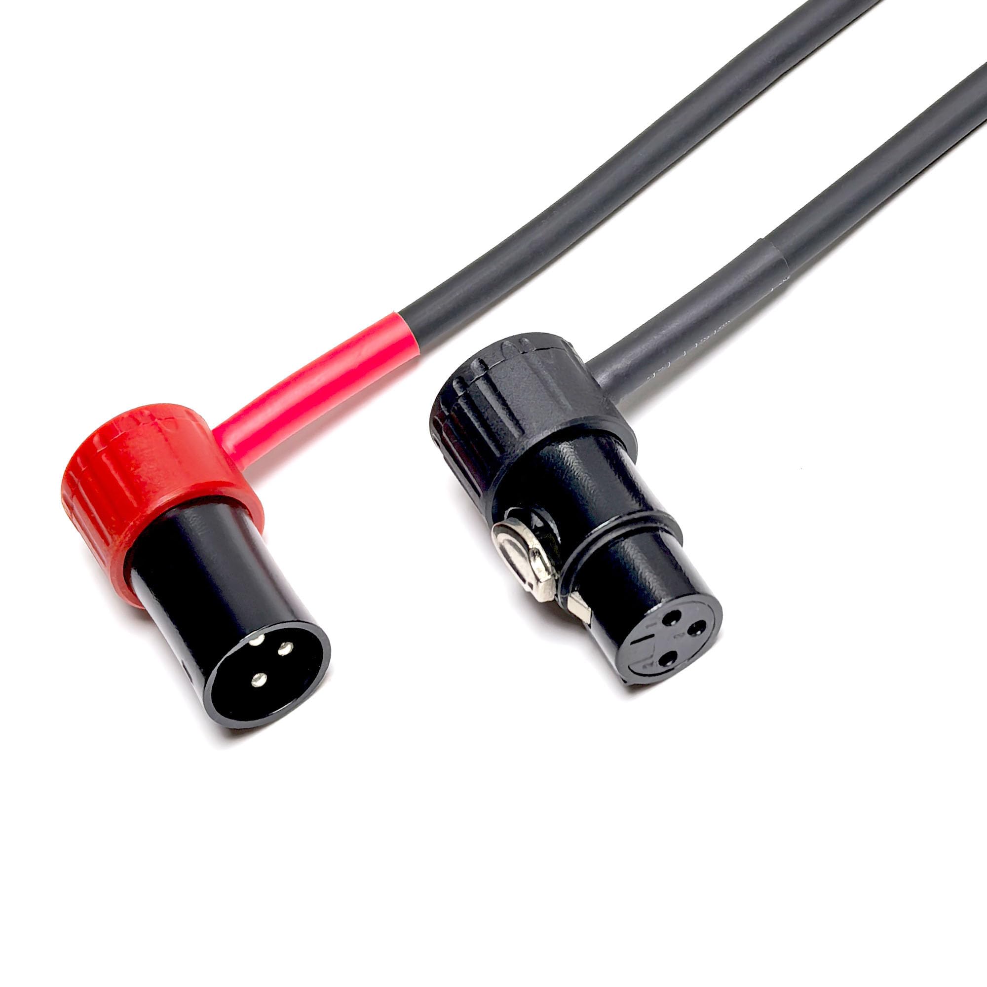 WJSTN 3-Pin Female Right Angle XLR to 3-Pin Male Right Angle XLR Cable 100° Adjustable, Professional Audio Balanced Interconnect for Microphones, Mixers, Speakers -, 2-Pack (1Feet)