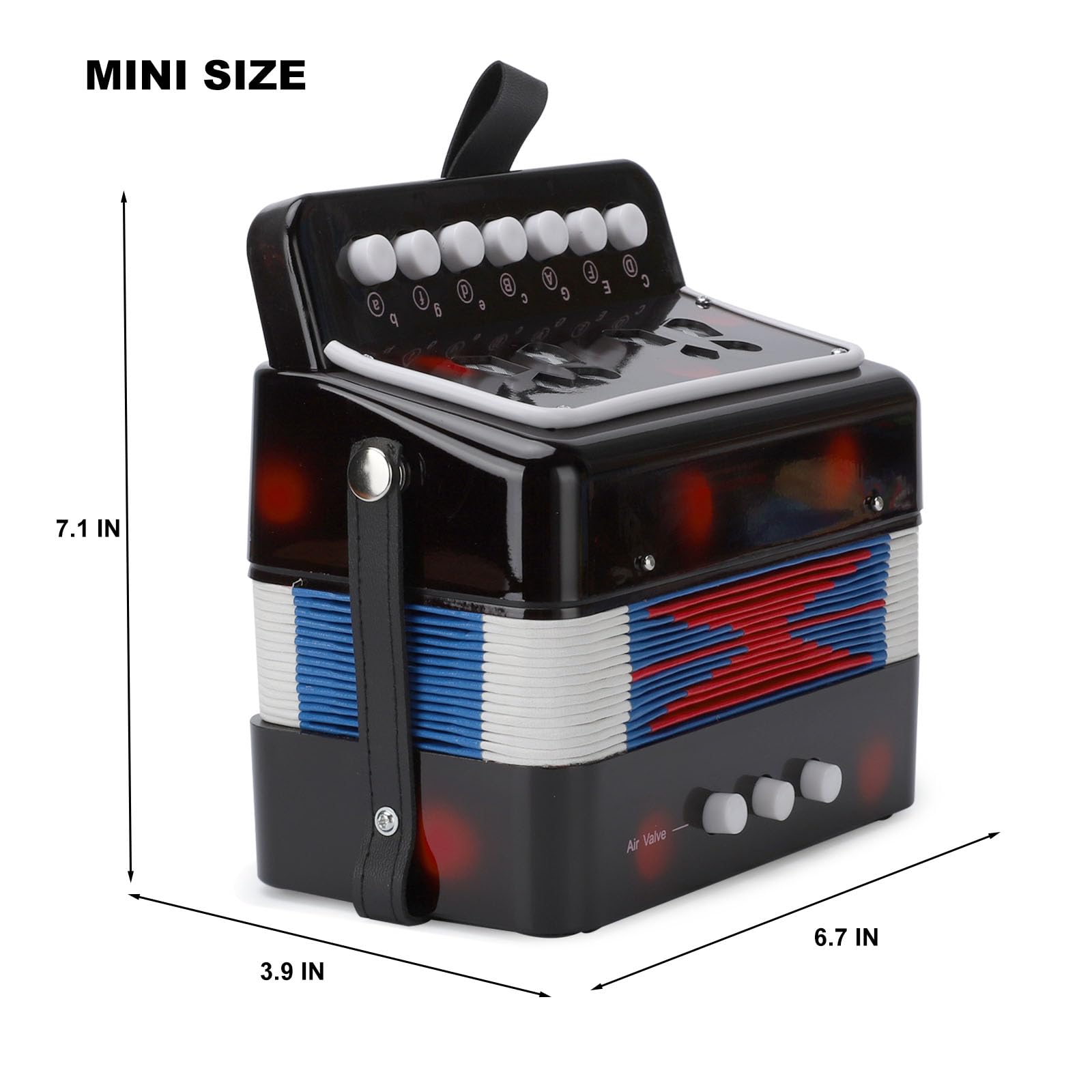 BGMUSER kids Accordion 10 Buttons Keys Toy Accordion MIni Accordian Musical Instrument for Children Beginners (Black)