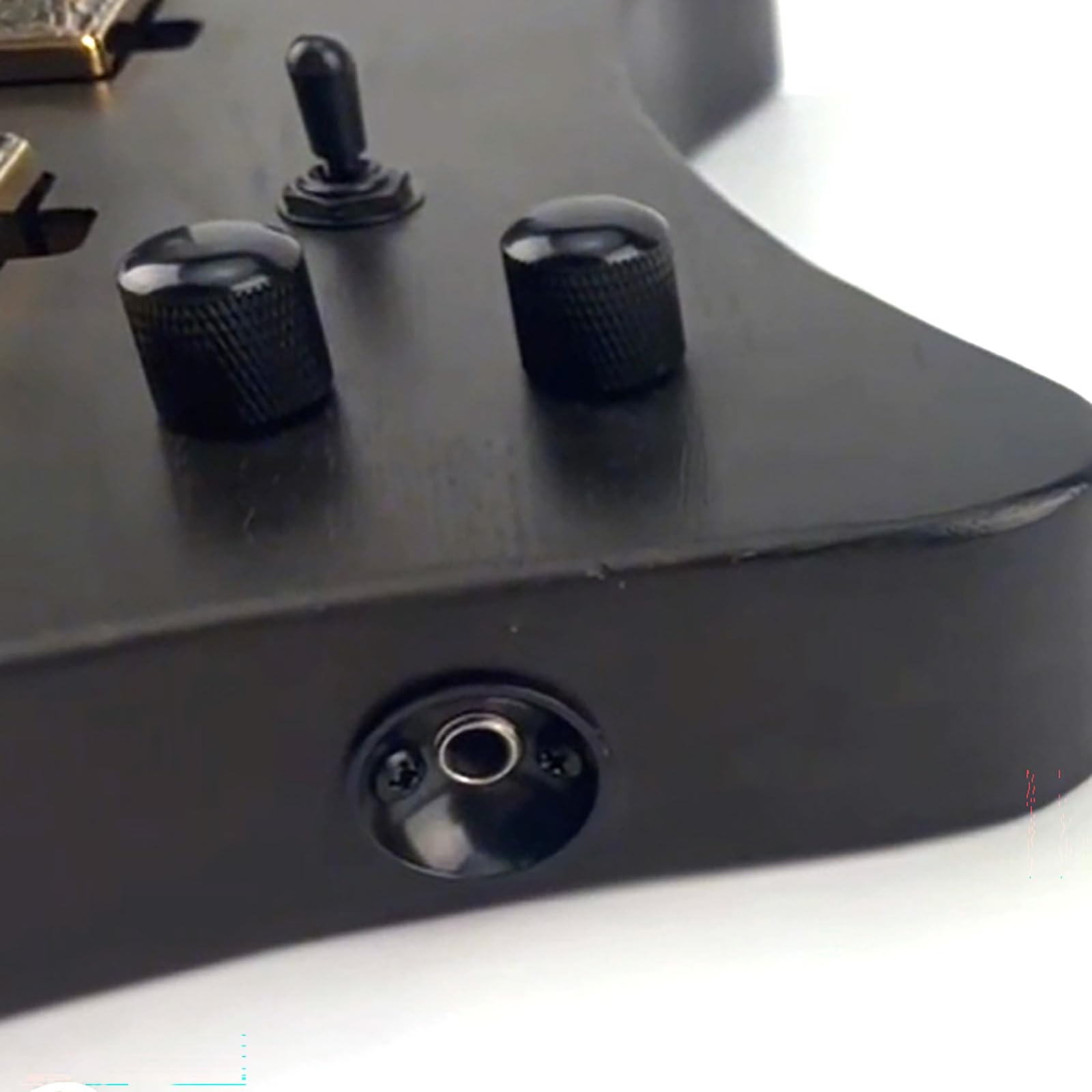 OVSAL Electric Guitar Jack Plate Zinc Alloy Metric Thread Input Jackplate Electrosocket Output Jack Plate Compatible with Fender Telecaster Tele Style Electric Guitar Replacement Parts Black