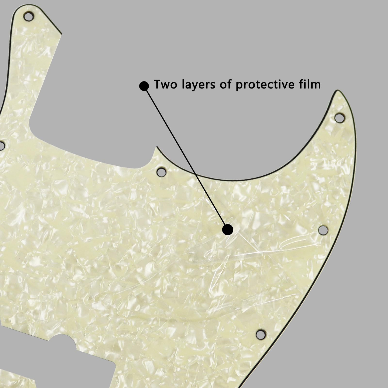 Phrilam 10-Hole Jazz Bass Pickguard for FD 4 String Bass, Aged Pearl 4Ply