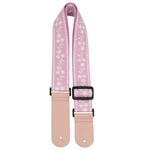 ALLZEDREAM Guitar Strap,Genuine Leather Ends,Lace Sequins Original Design (Lace Black white)