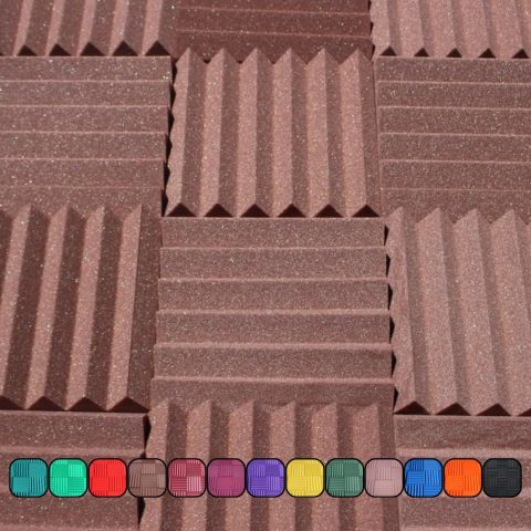Soundproofing Acoustic Studio Foam – Brown Color – Wedge Style Panels 12”x12”x2” Tiles – 4 Pack