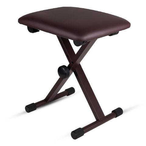 5 CORE Keyboard Bench X Style Padded Cushion Height Adjustable Piano Stool Seat Portable Keyboard Chair for Keyboards Digital Piano Brown – KBB 02 BR
